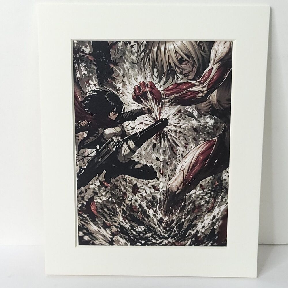Mikasa Action Attack Titan Black White Card Anime Sketch Art Oversized Board A4
